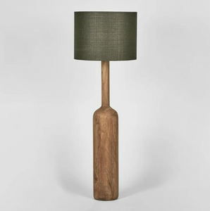 Flask Wood Floor Lamp Saddle Base with Black Shade Flask Wood Floor Lamp Saddle Base with Black Shade