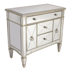 Mirrored Dresser Nightstand Antique Ribbed 5 Drawers Mirrored Dresser Nightstand Antique Ribbed 5 Drawers