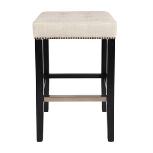 Canyon Black Bar Stool - Natural Linen Canyon Black Bar Stool - Natural Linen