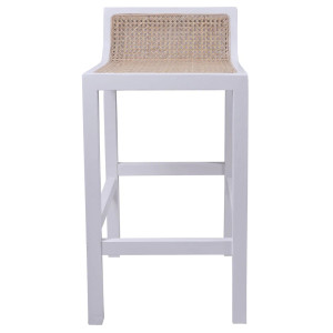 Amalfi Natural Elm And Rattan Bar Stool - White Amalfi Natural Elm And Rattan Bar Stool - White