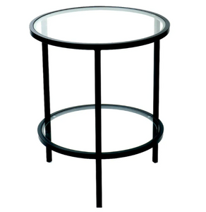 Palladium Black Iron & Glass Side Table Palladium Black Iron & Glass Side Table