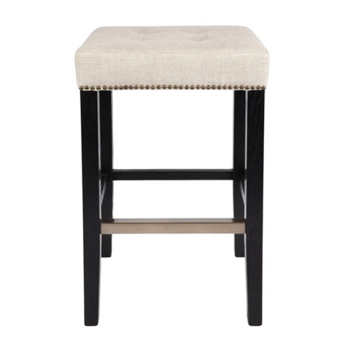 Canyon Black Bar Stool - Natural Linen