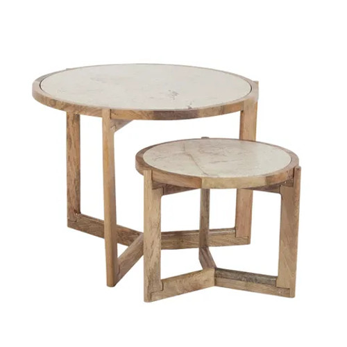 Oxford set of 2 Marble/ Wood Tables