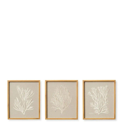 Coral Rice Paper Wall Art Set of 3