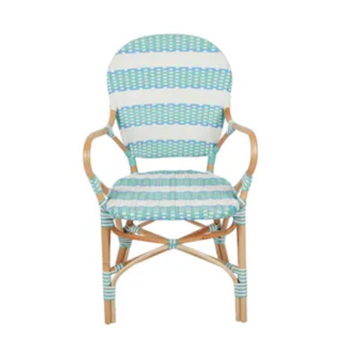 Brighton Rattan Bistro Dining Armchair - Aqua