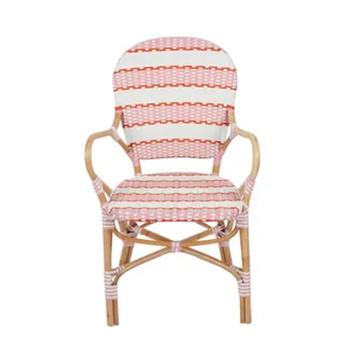 Brighton Rattan Bistro Dining Armchair - Pink