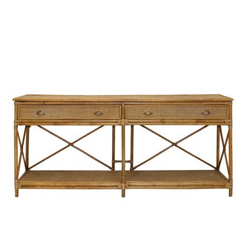 Cayman 2 Draw Rattan Console Table -Large