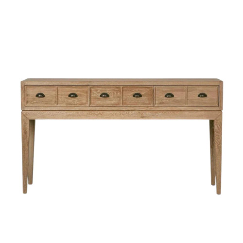 Columbus 6 Drawer Oak Hall Table