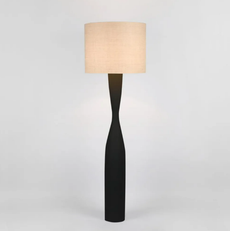 Callum Floor Lamp Base Black with Natural Shade