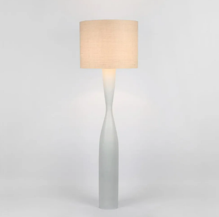 Callum Floor Lamp Base White with Natural Shade