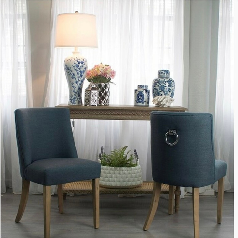 Olivia Dining Chair Chrome Ring Wide Denim