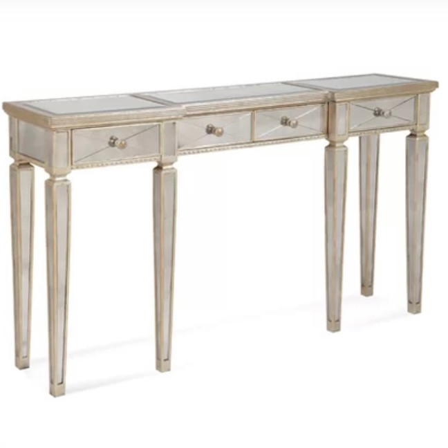 Mirrored Console Antiqued Ribbed