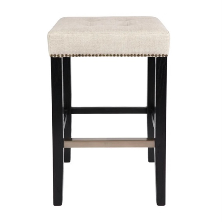 Canyon Black Bar Stool - Natural Linen