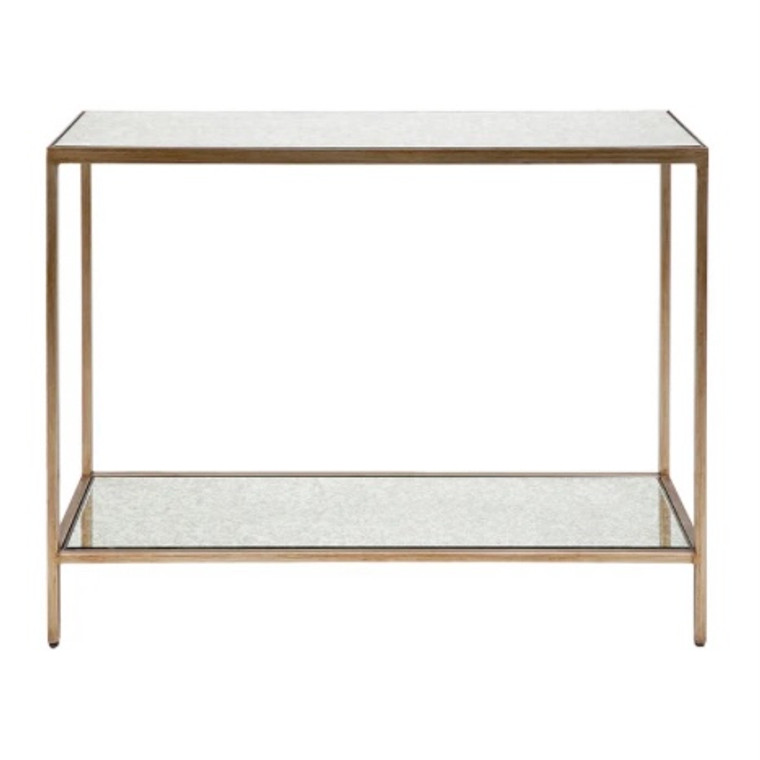 Cocktail Mirrored Console Table - Small Antique Gold