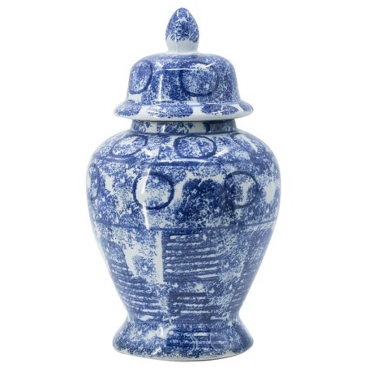 Blue & White Abstract Ginger Jar Medium