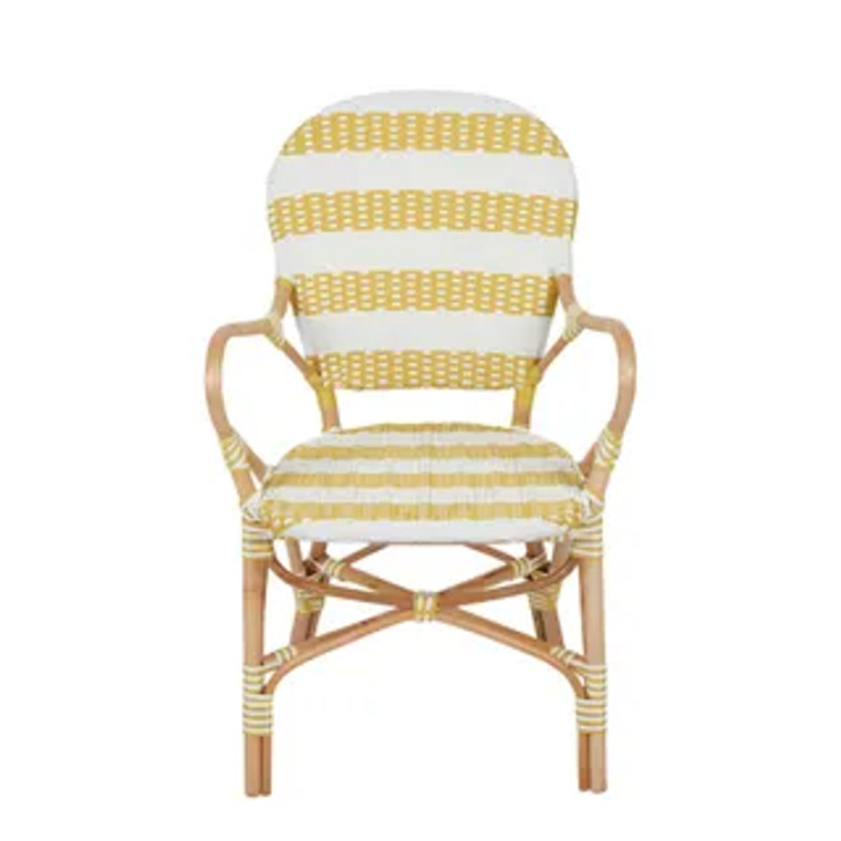 Brighton Rattan Bistro Dining Armchair - Yellow