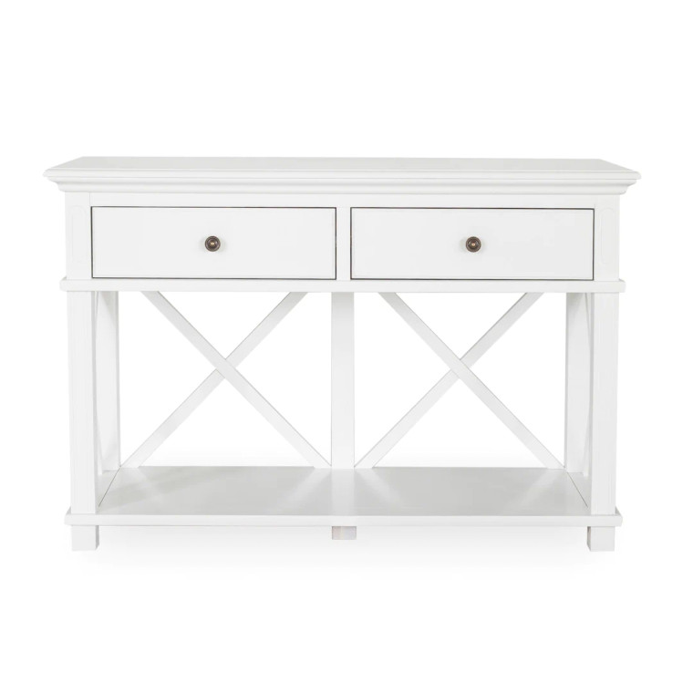 Sorrento Hamptons 130cm 2 Drawer Console White