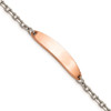 7" Stainless Steel Polished Pink Plated ID Bracelet