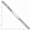 7" Sterling Silver Engravable Antiqued Figaro Link ID Bracelet QID124-7