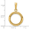 14k Yellow Gold Polished Quadruple Twist and Diamond-cut 13.0mm Prong Coin Bezel Pendant