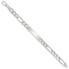 8.5" Sterling Silver Rhodium-plated Engravable Figaro Link ID Bracelet