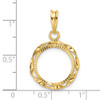 14k Yellow Gold Polished Hand Twisted Ribbon and Diamond-cut 14.0mm Prong Coin Bezel Pendant