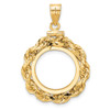 14k Yellow Gold Polished Rope and Diamond-cut 16.0mm x 1.35mm Screw Top Coin Bezel Pendant