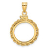 10k Yellow Gold Polished Rope 16.5mm x 1.35mm Screw Top Coin Bezel Pendant