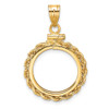 10k Yellow Gold Polished Rope 16.5mm x 1.35mm Screw Top Coin Bezel Pendant