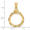 10k Yellow Gold Polished Hand Twisted Ribbon 16.5mm x 1.35mm Screw Top Coin Bezel Pendant