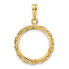 14k Yellow Gold Polished Hand Twisted Ribbon and Diamond-cut 16.5mm Prong Coin Bezel Pendant