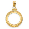 10k Yellow Gold Polished Casted Rope 16.5mm x 1.35mm Screw Top Coin Bezel Pendant