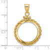 14k Yellow Gold Polished Twisted Wire and Diamond-cut 18.0mm x 1.35mm Screw Top Coin Bezel Pendant