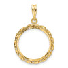 14k Yellow Gold Polished Hand Twisted Ribbon and Diamond-cut 18.0mm Prong Coin Bezel Pendant