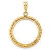 14k Yellow Gold Diamond-cut with Twisted Wire 20.0mm Prong Coin Bezel Pendant