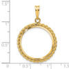 14k Yellow Gold Diamond-cut with Twisted Wire 20.0mm Prong Coin Bezel Pendant