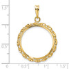 14k Yellow Gold Polished Hand Twisted Ribbon and Diamond-cut 21.6mm Prong Coin Bezel Pendant