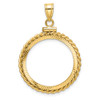 14k Yellow Gold Polished Twisted Wire and Diamond-cut 22.0mm x 1.9mm Screw Top Coin Bezel Pendant