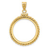 14k Yellow Gold Polished Twisted Wire and Diamond-cut 22.0mm x 1.9mm Screw Top Coin Bezel Pendant