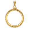 14k Yellow Gold Polished Twisted Wire and Diamond-cut 25.0mm x 2.35mm Screw Top Coin Bezel Pendant