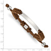 Adjustable Stainless Steel Polished Brown Nylon ID Bracelet