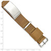 9" Adjustable Stainless Steel Polished Brown Leather ID Bracelet