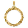 14k Yellow Gold Polished Rope and Diamond-cut 30.0mm x 3.00mm Screw Top Coin Bezel Pendant