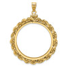 14k Yellow Gold Polished Rope and Diamond-cut 30.0mm x 3.00mm Screw Top Coin Bezel Pendant