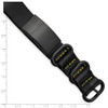 Adjustable Stainless Steel Brushed Black IP Black Leather ID Bracelet