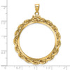 14k Yellow Gold Polished Rope and Diamond-cut 32.0mm x 2.85mm Screw Top Coin Bezel Pendant