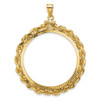 14k Yellow Gold Polished Rope and Diamond-cut 32.7mm x 3.00mm Screw Top Coin Bezel Pendant