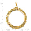 14k Yellow Gold Polished Rope and Diamond-cut 32.7mm x 3.00mm Screw Top Coin Bezel Pendant
