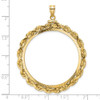14k Yellow Gold Polished Rope and Diamond-cut 37.0mm x 2.85mm Screw Top Coin Bezel Pendant