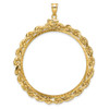 14k Yellow Gold Polished Rope and Diamond-cut 39.5mm x 1.1mm Screw Top Coin Bezel Pendant